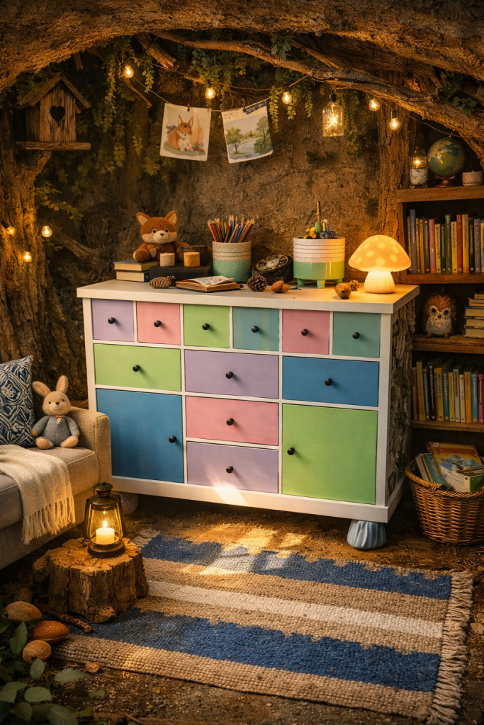 Eyecatcher Sideboard mit bunten Schubladen