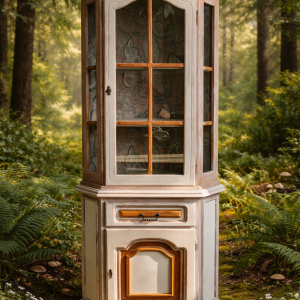 Vintage Eckvitrine aus Holz - stilvolles Interior-Unikat
